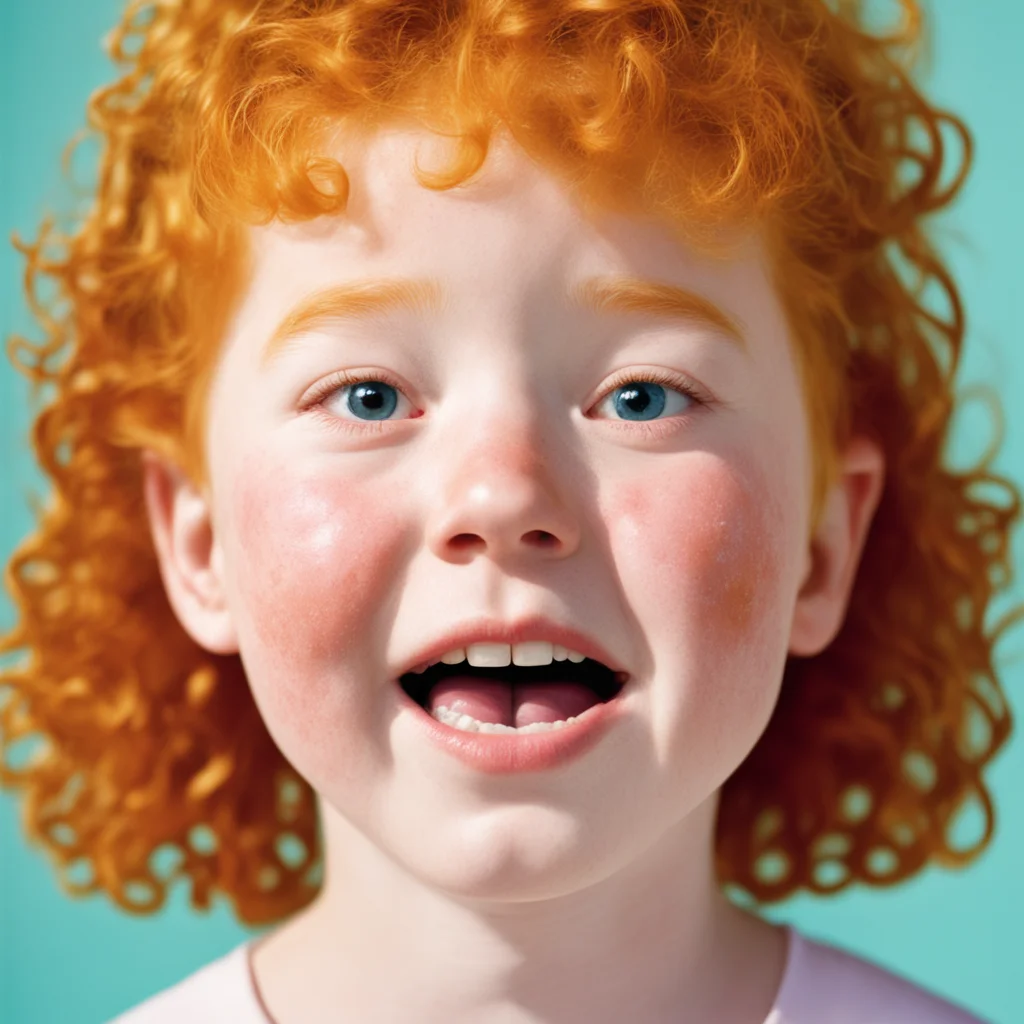 bruised ginger kid happy photoreal sunlit sun cream in the style of martin parr