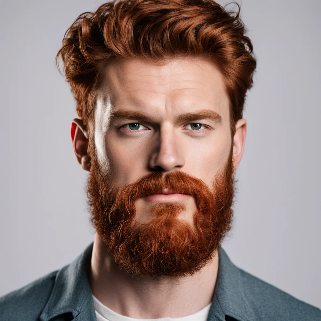 brunette man with red beard