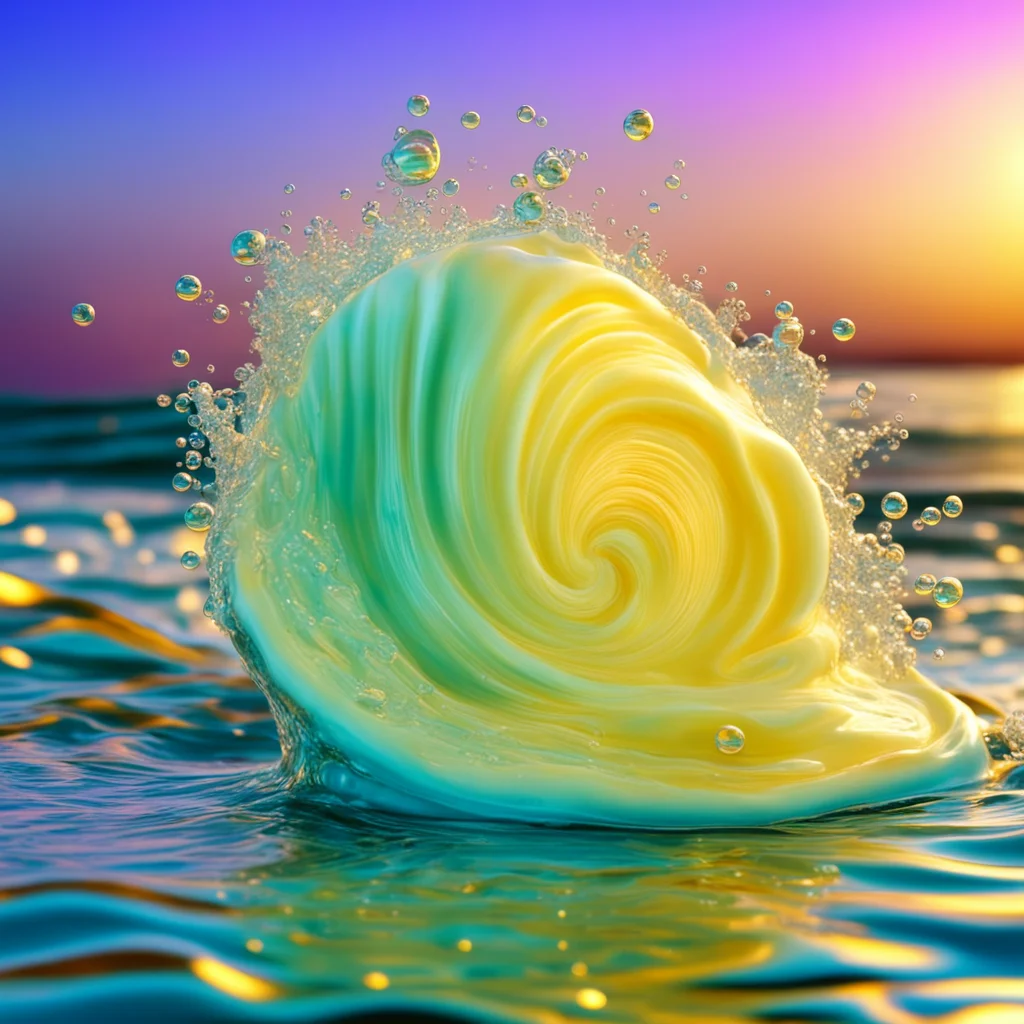 butter sculpture tidal beer wave ocean carbonation bubbles irredescent high shine hyper realistic layers 4k high octane 