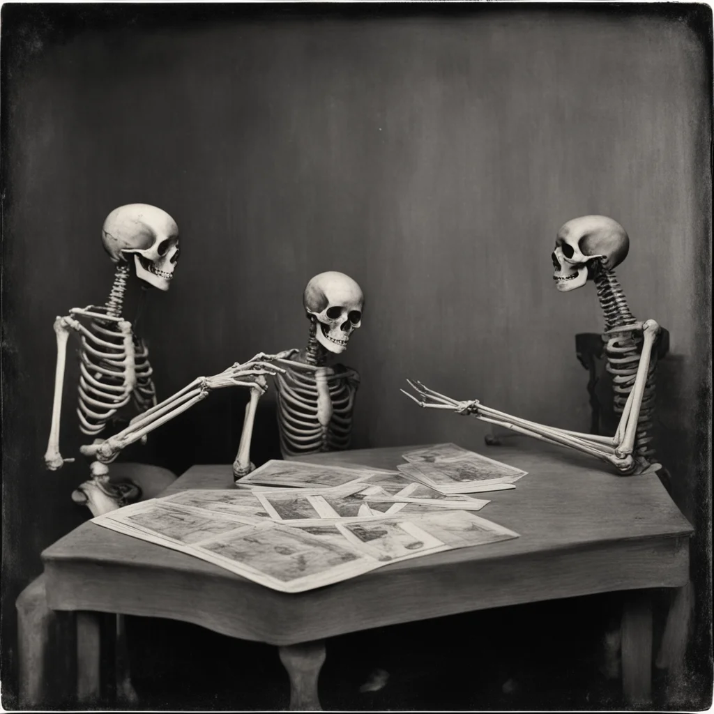 by Thomas Eakins Vintage Photographs Of Ancient Skeleton Cult Playing Tarot Cards Anamorphic Shot Anamorphic ar 391