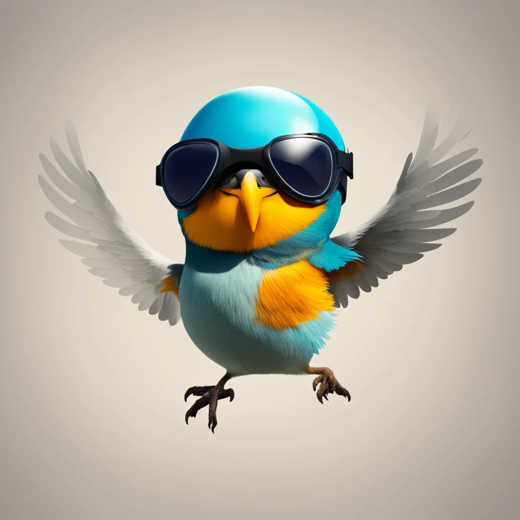 cartoon bird flying in a helmet and goggles collage —ar 169