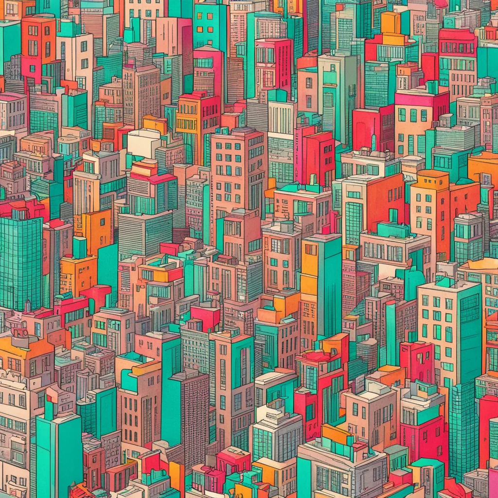 cartoon city lots of buildings collage —ar 169