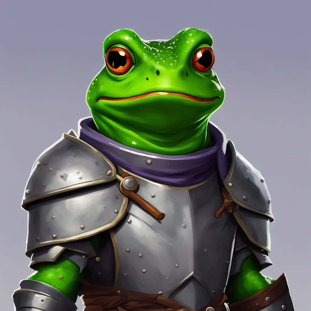 cartoon frog knight dnd heroic portrait