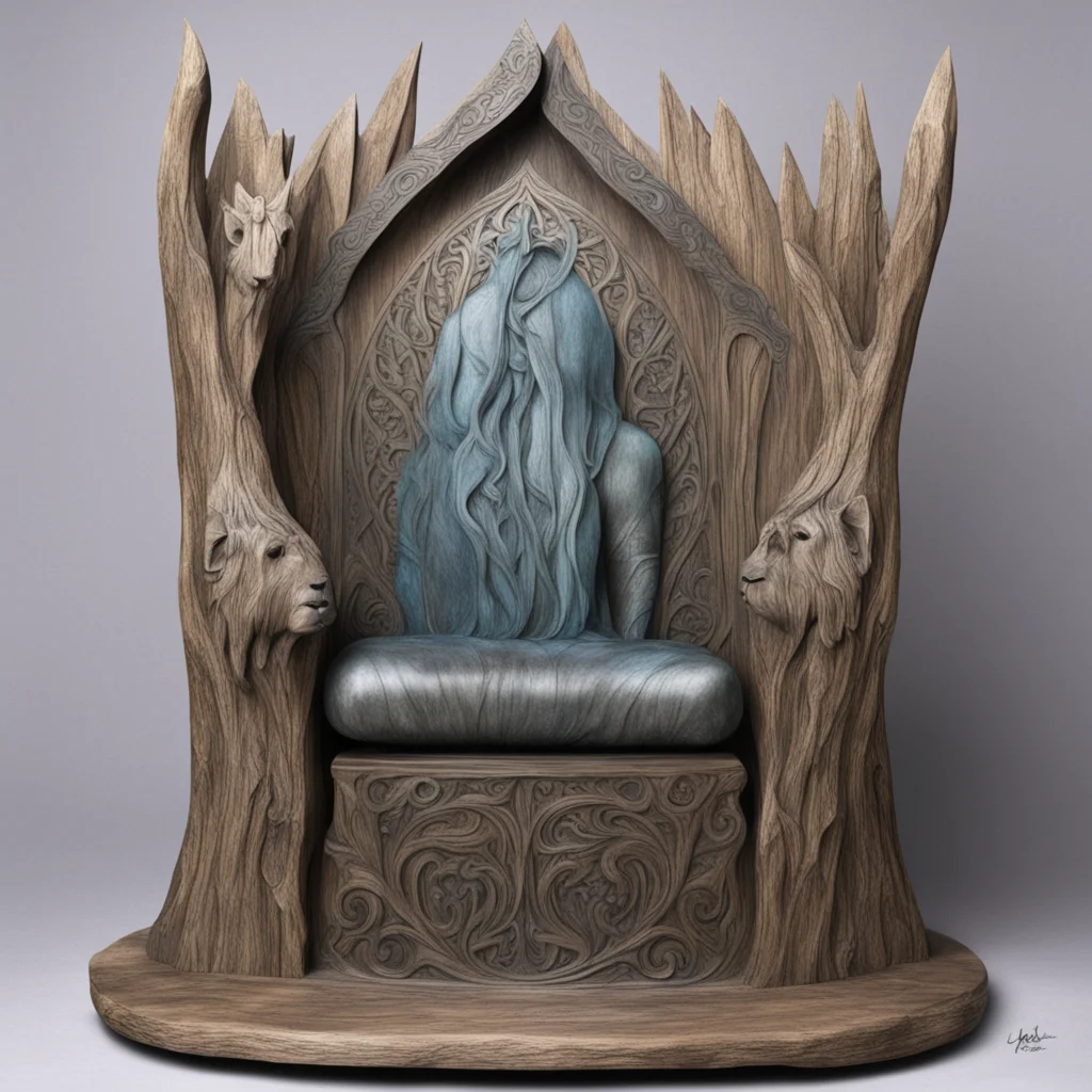 carved wood labradorite elvish viking royal throne h 1080 w 960