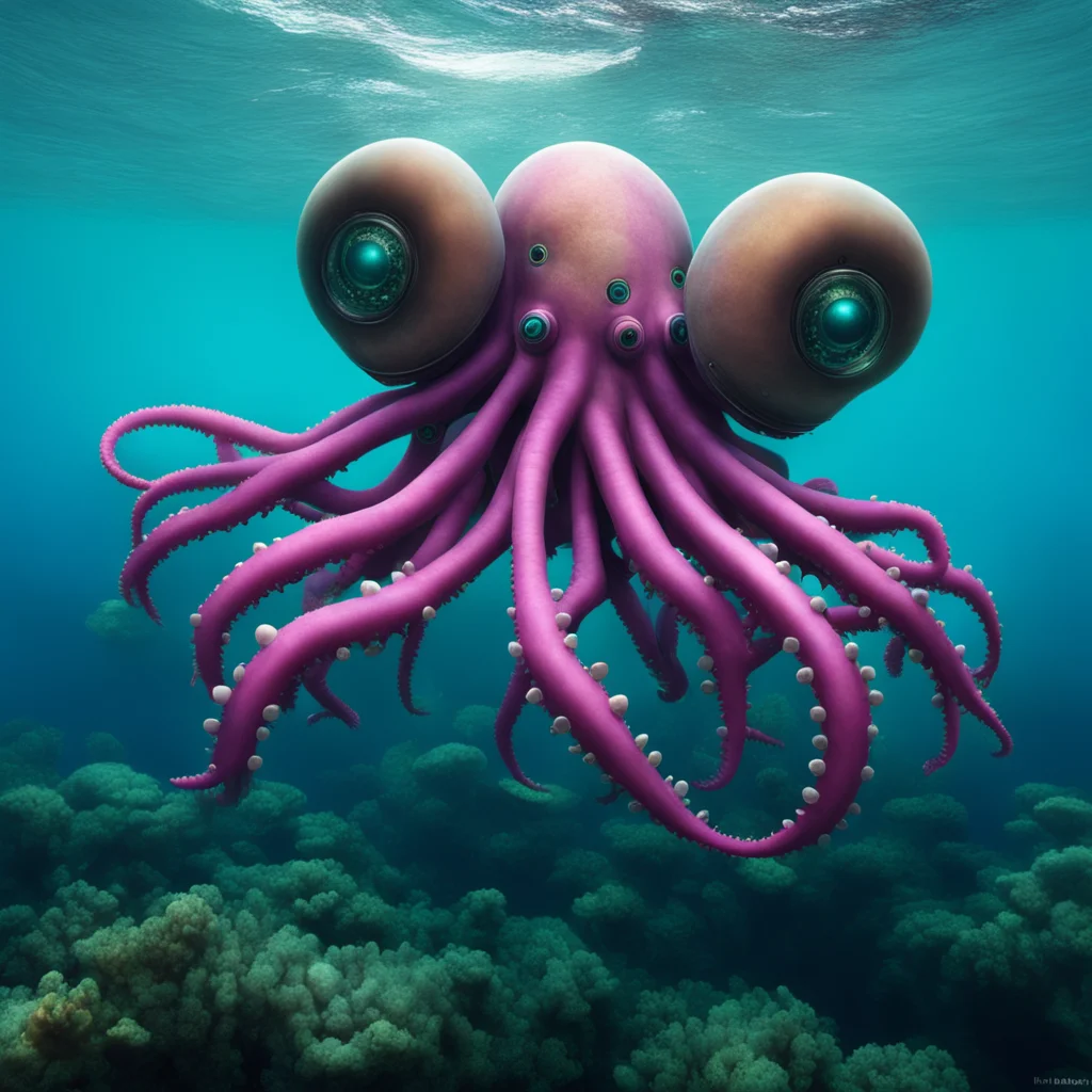 cephalopod robots in ocean photorealistic gigantic