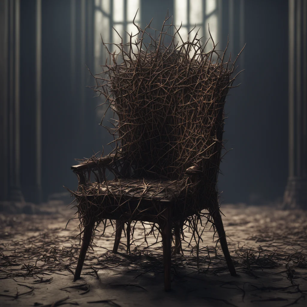 chair covered with thorns painful moody environment scary featured in artstation realistic dmt entity hdr hyper realisti