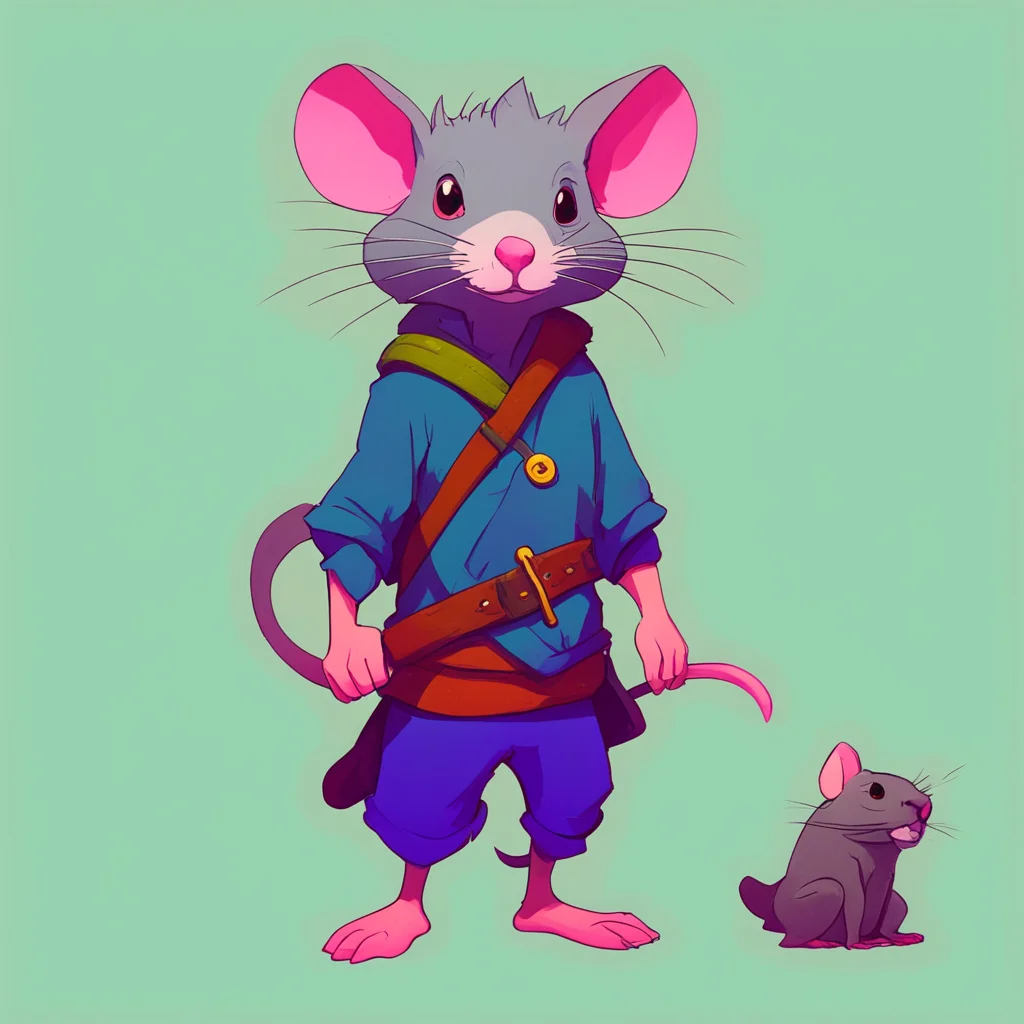 character design  rat costume  cult  homeless  wind waker style  fantasy  gouache  outlines ar 916
