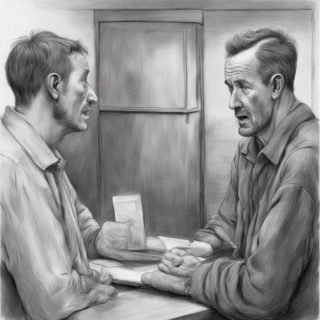 charcoal illustration detailed man tells off a vulgar type man who was purposely ill treating him every time anyone went by getting off or on the bus ar 168