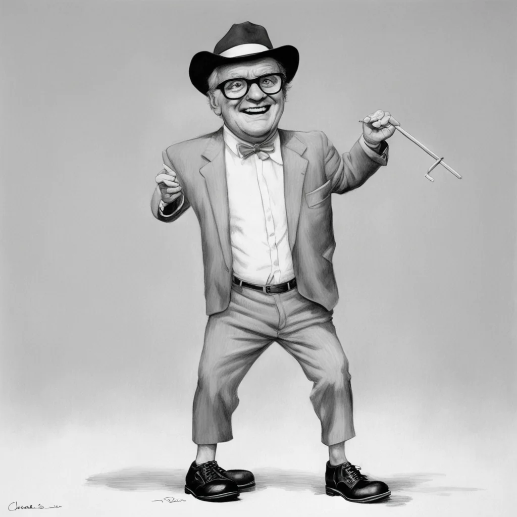 charles nelson reilly dancing with a mop drawn in the style of jack davis