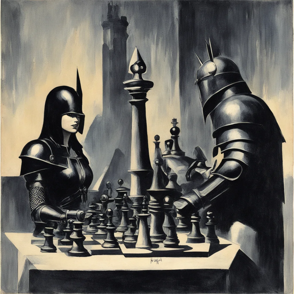 chess knight pulp art fantasy magazine circa 1968 ar 1117