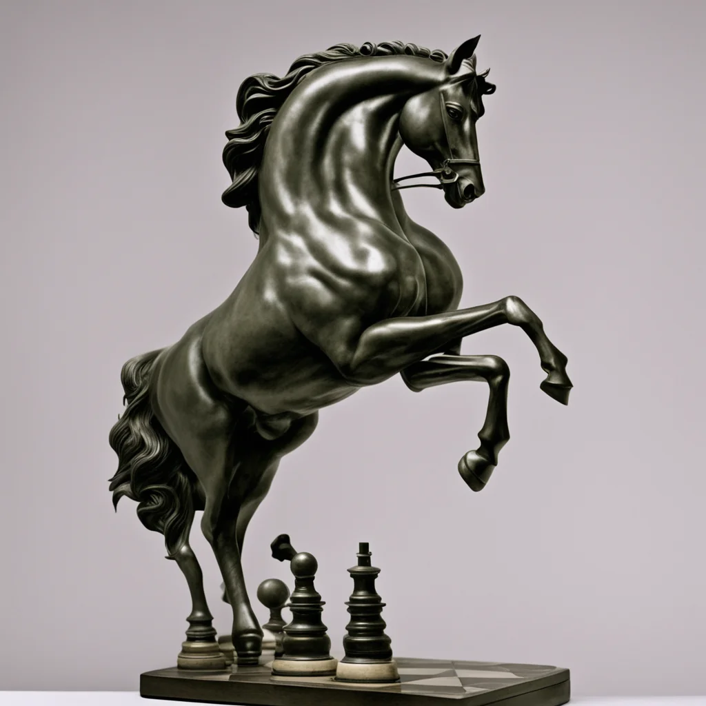chess piece statue of horse epic pulp art fantasy magazine circa 1968 ar 1117