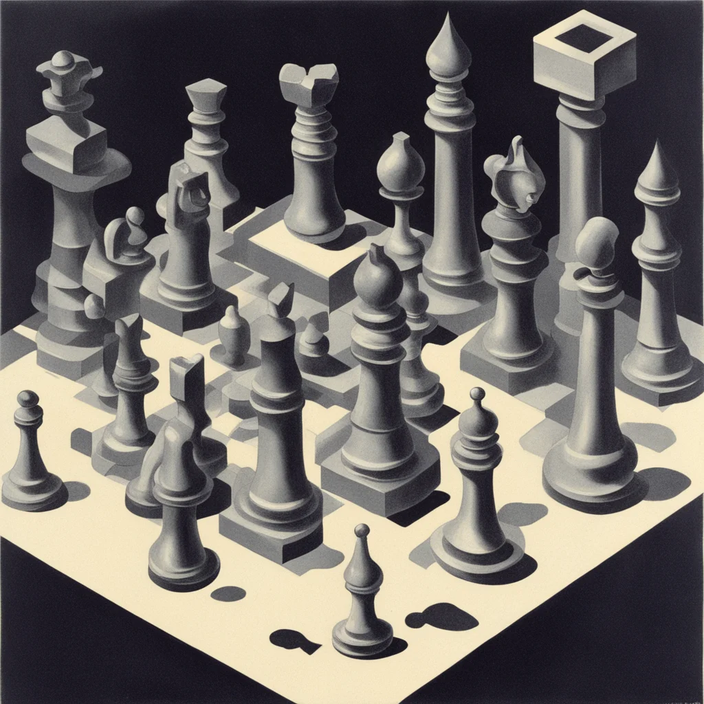 chess pieces isometric epic pulp art fantasy magazine circa 1968 ar 1117
