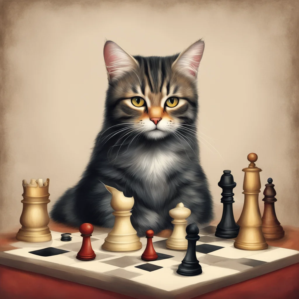 chess playing cat  dixit card —ar 916