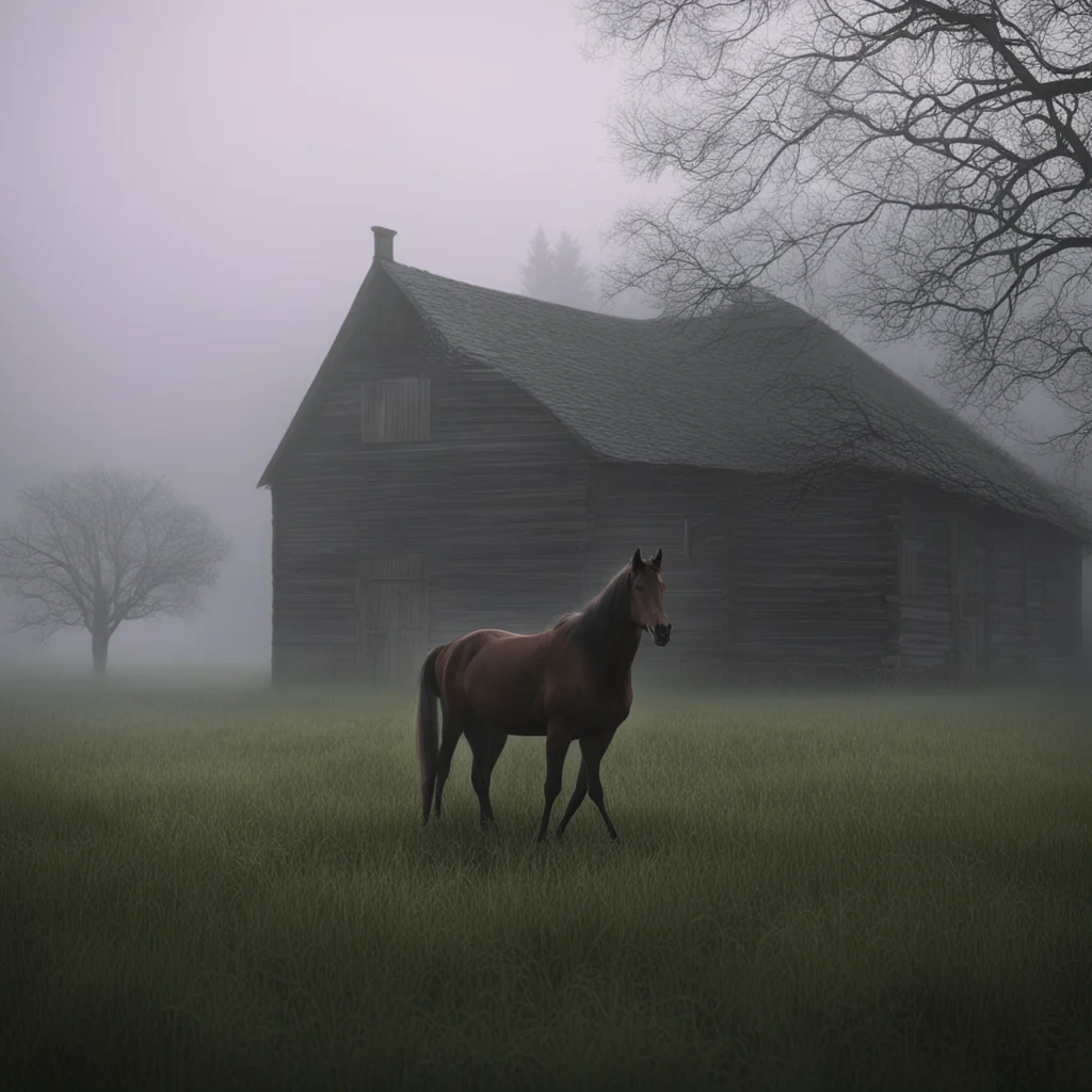 cinematic lighting haunting detailed and intricate fine texture depression winchester rifle two sisters big barn pasture