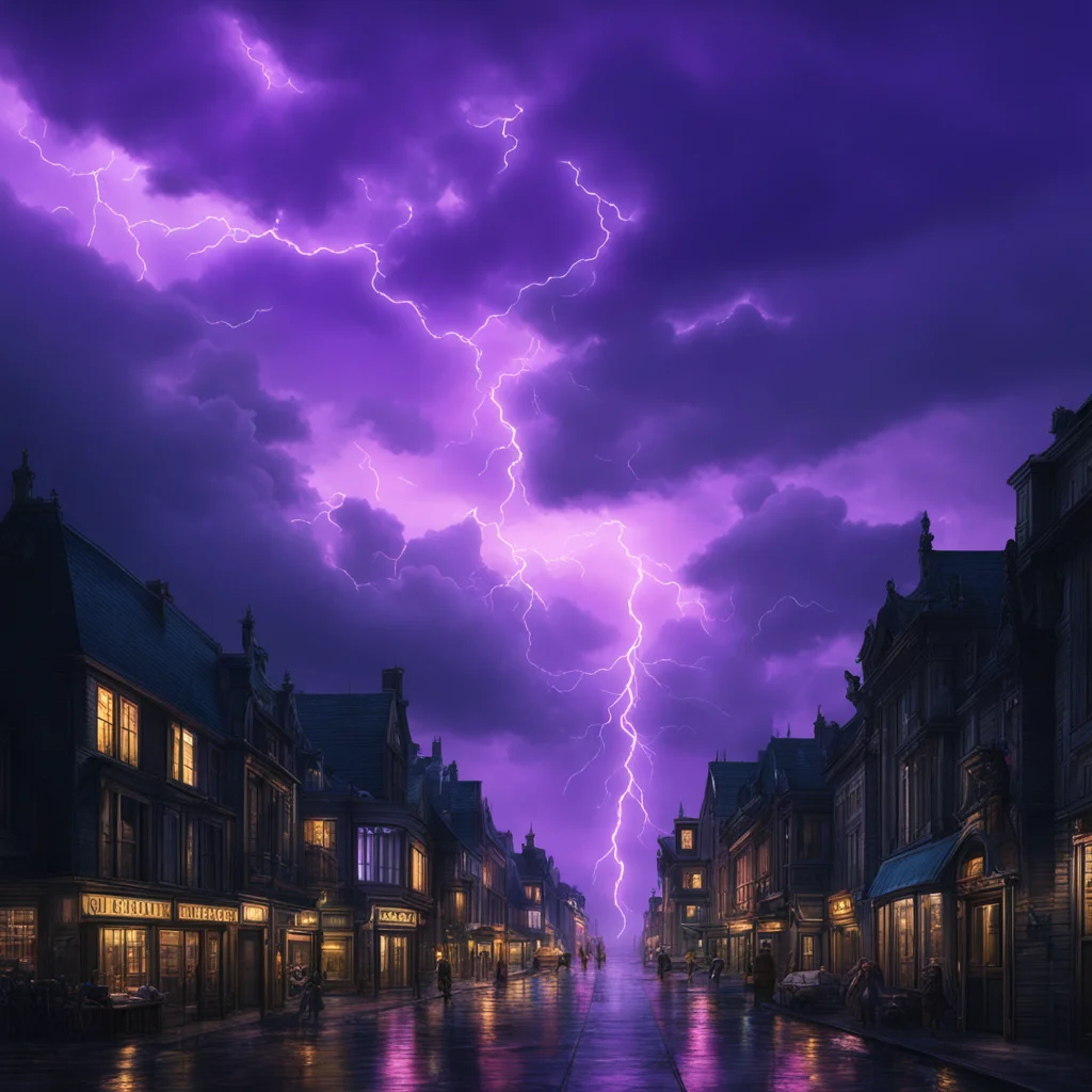 cityscape architecture   purple and blue night storm clouds sky surreal   Luc ferris menacing eerie atmosphere   trendin