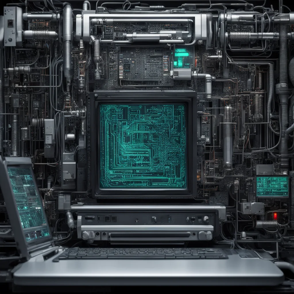 closeup computer technology in a dystopian machine