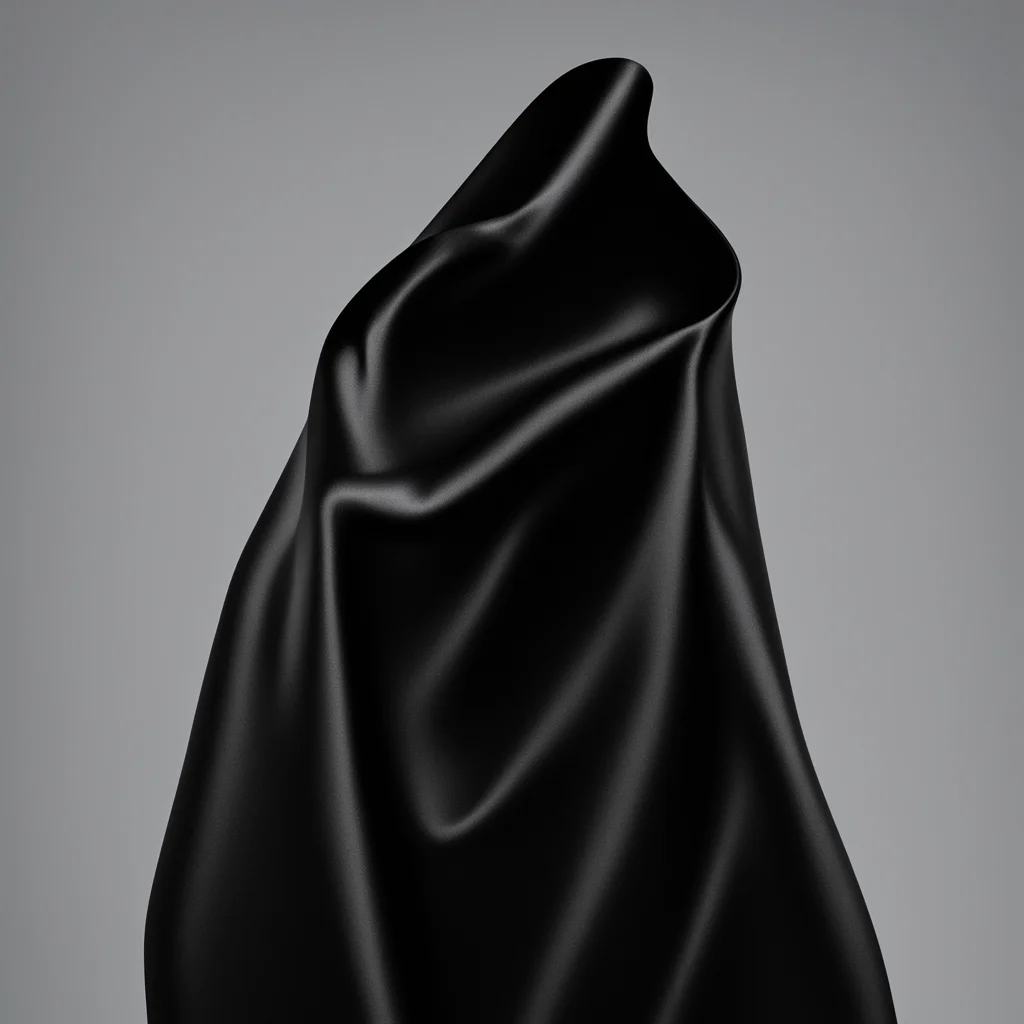 closeup low exposure photograph of black balenciaga satin fabric vacuform over body sleek and minimal very dark photo ph