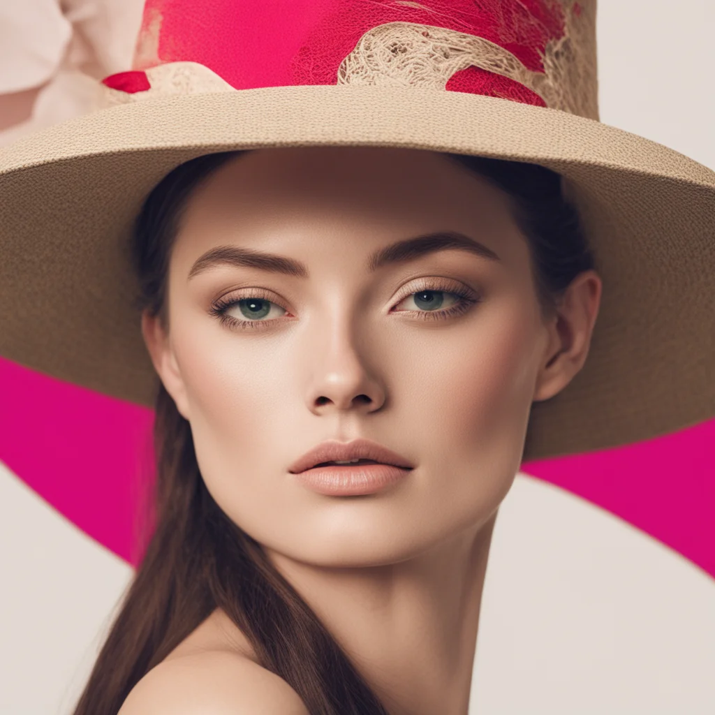 closeup of a female model in a designer hat collage —ar 916