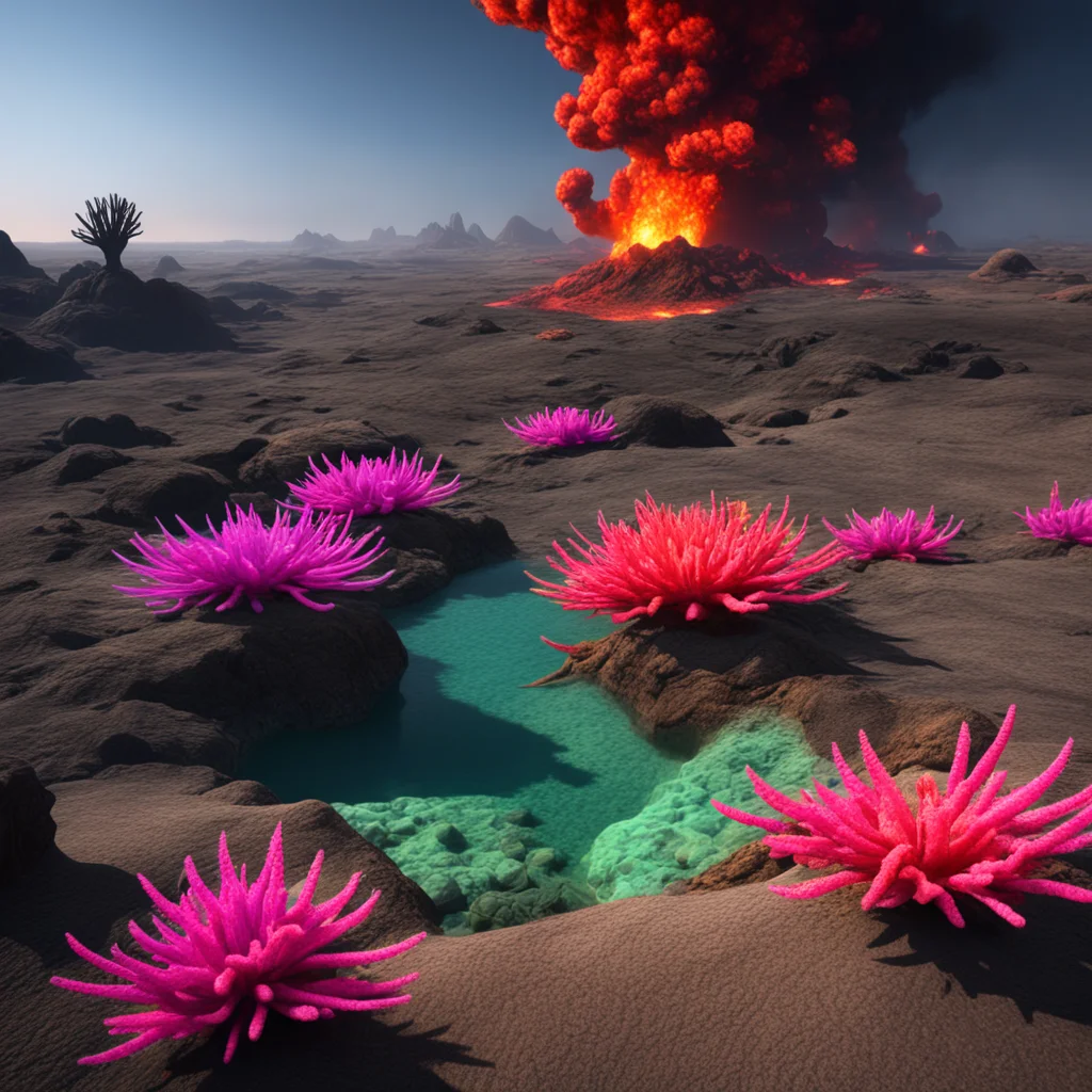 coastal alien landscape volcanic Danakil Depression sulfur pools kilauea coral cactus fuzion alien planet concept art Sc