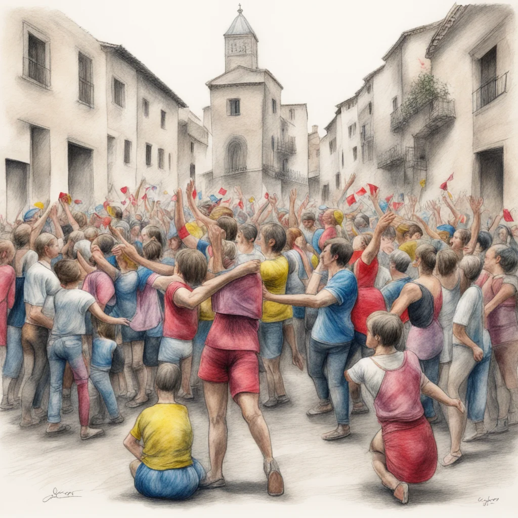 colored 3d graphite drawing that shows the cheer during Sant Joan on 23 june