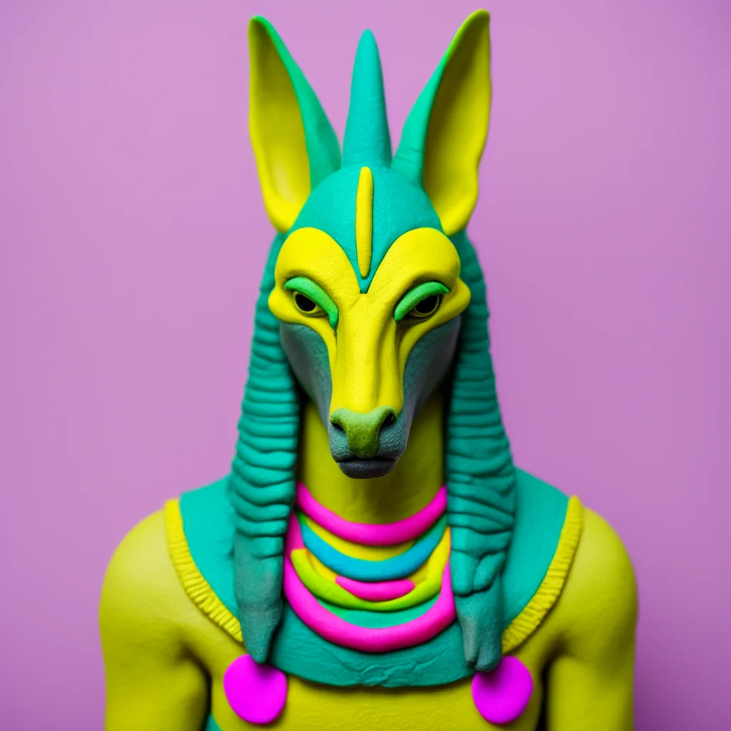 colorful detail play doh version of egyptian god anubis  photgraph on instax
