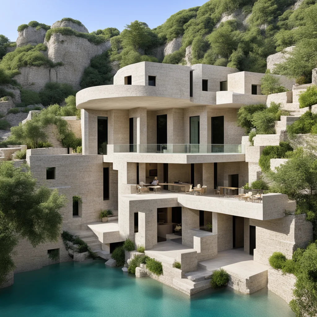 communal living in stacked homes carved in to limestone around a natural spring multigenerational families swimming toge