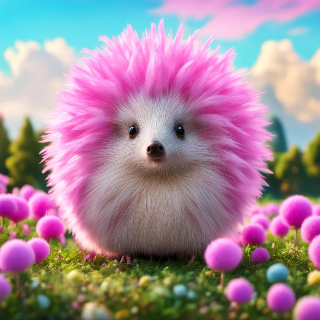 cotton candy hedgehog sunny landscape detailed insanely detailed macro organic bright fun