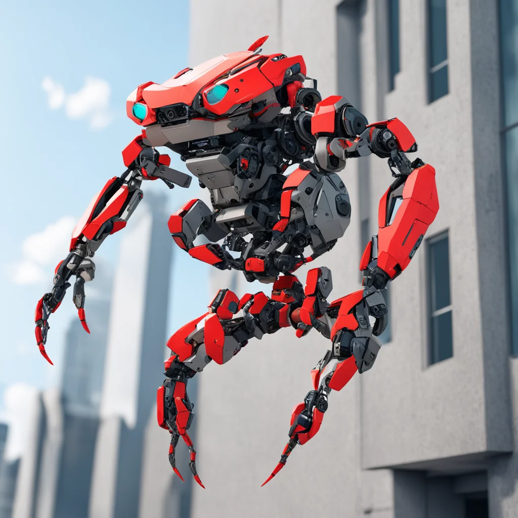 crab robot mech climbing a building —ar 45