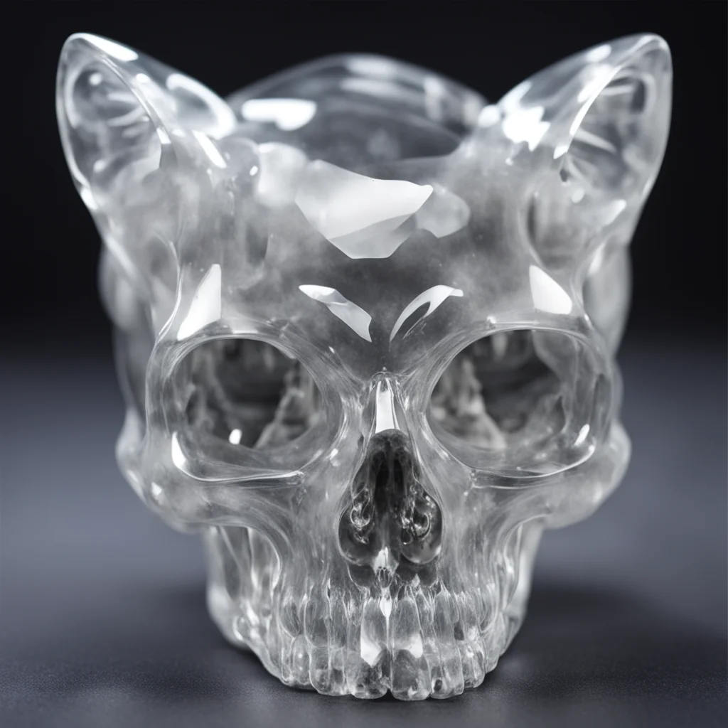 crystal quartz cats skull hyper realistic