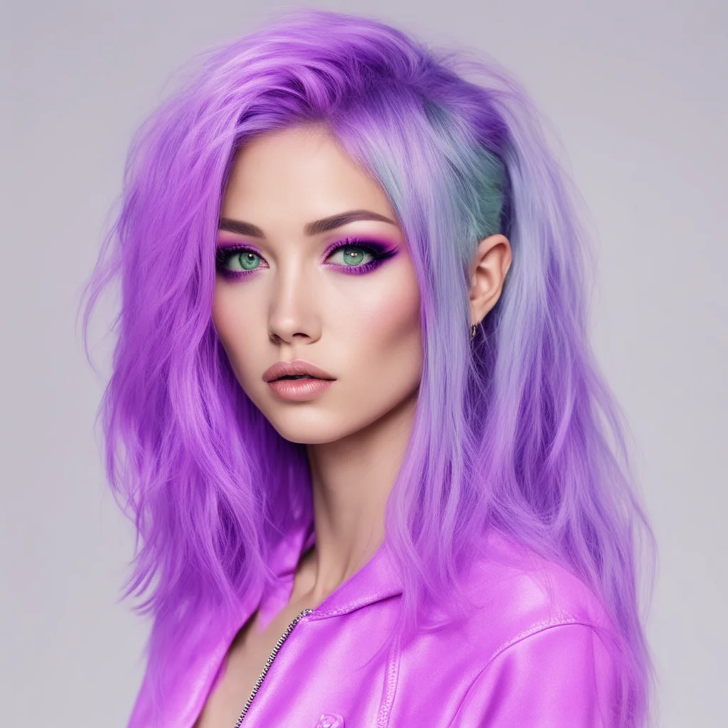 cute beautiful glamour harajuku girl science fiction pulp brittney spears punk megan fox| colorful hair | lavender skin 