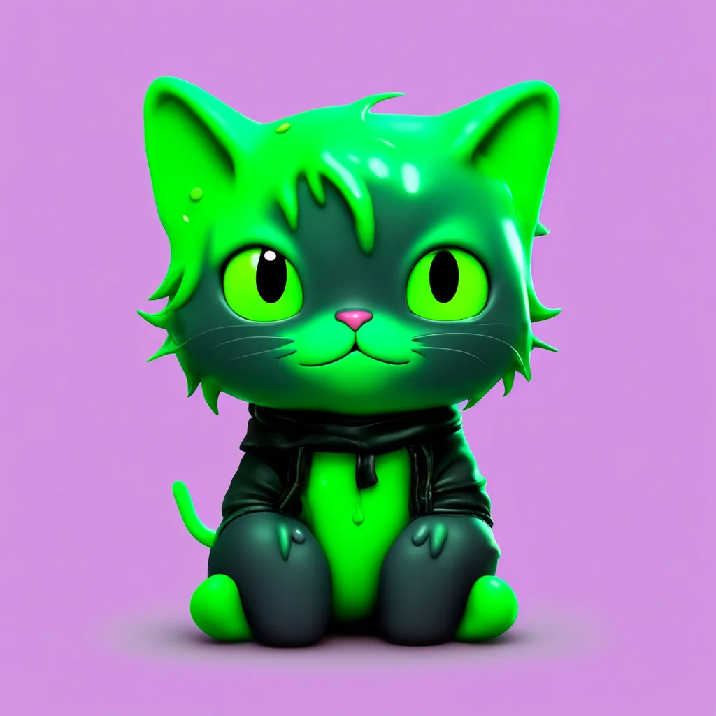 cute little emo boy cat made of slime