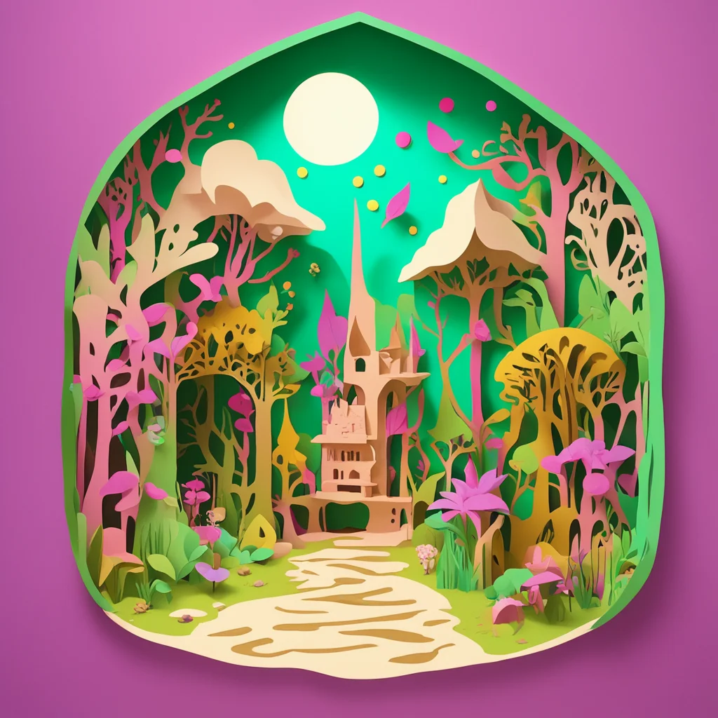 cute papercut fantasy indoor environment in the style of Carles Garcia ODowd seed 865 ar 169 fast