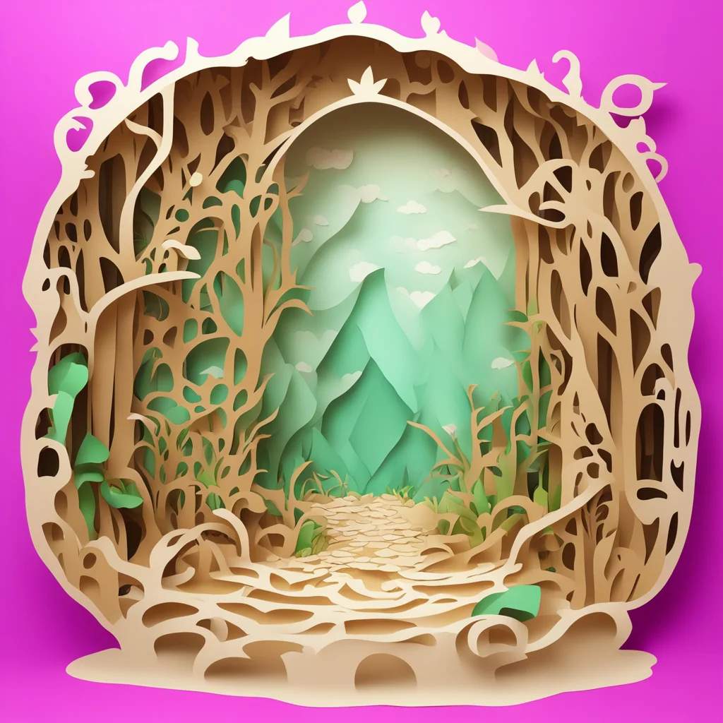 cute papercut fantasy indoor environment in the style of Darruda seed 865 ar 169 fast