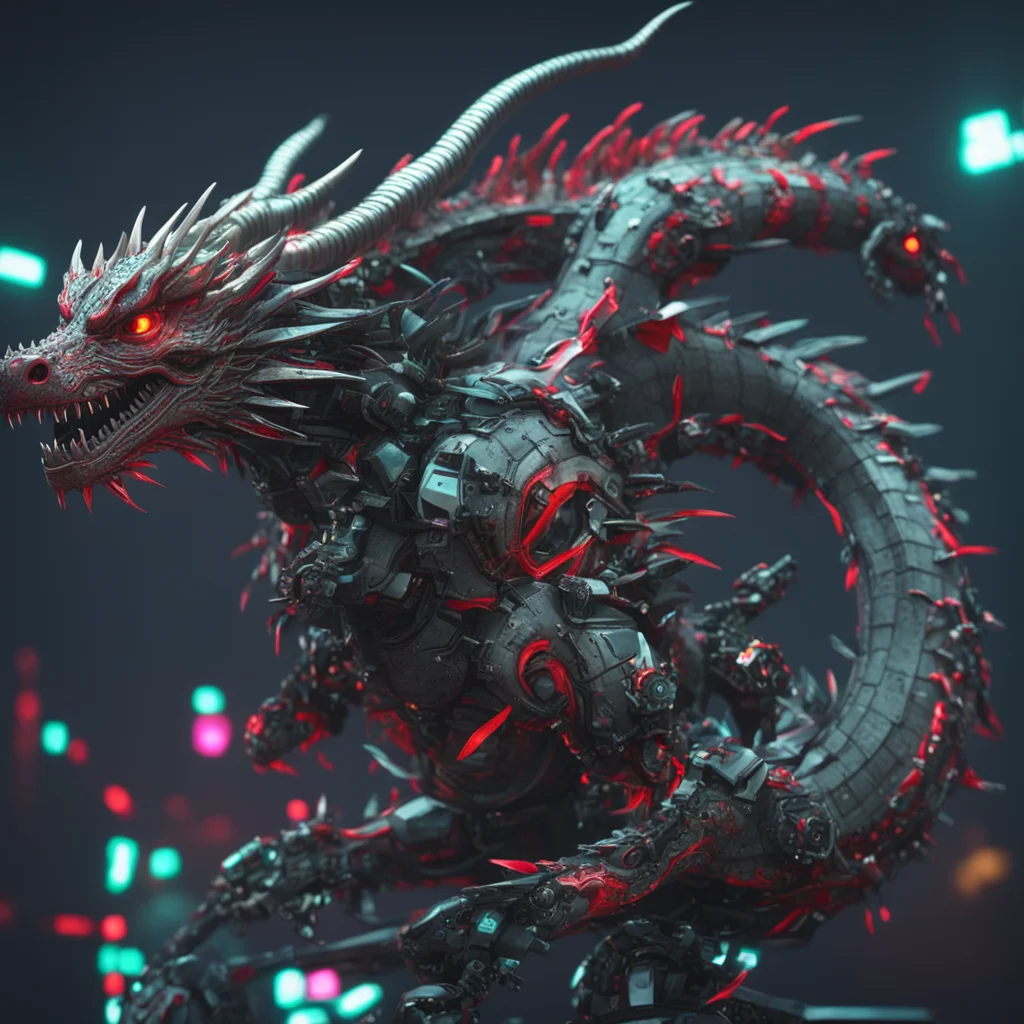 cyberpunk robotic chinese dragon octane renderer w 450