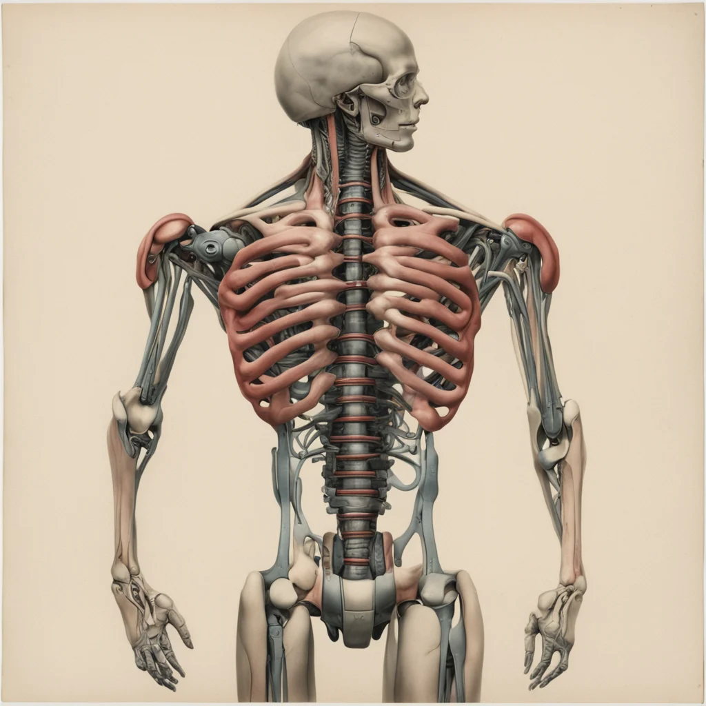 cyborg photo documentation anatomically correct realistic educational scientific illustration diagram circa 1970