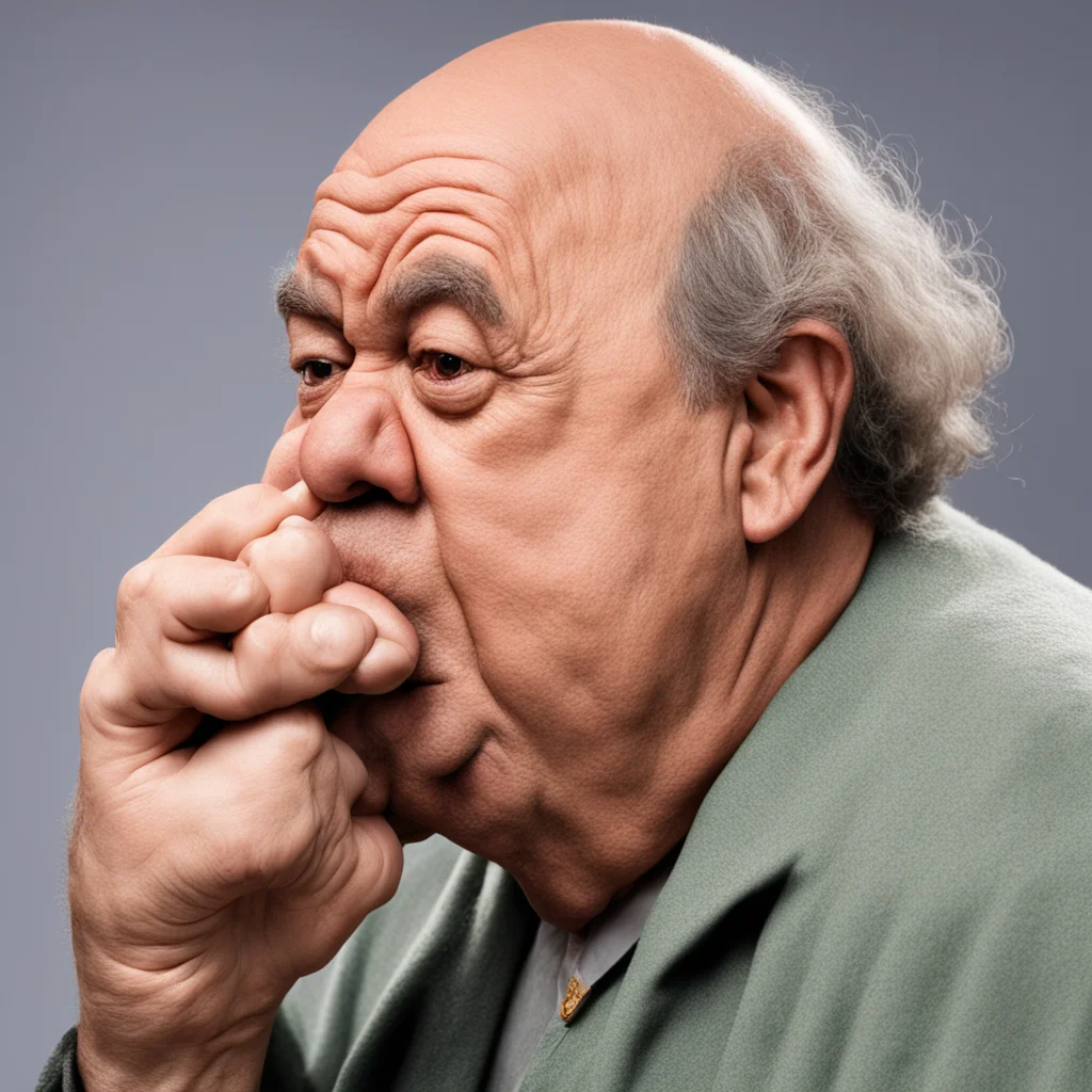 danny devito picking a booger out of his nose photorealistic