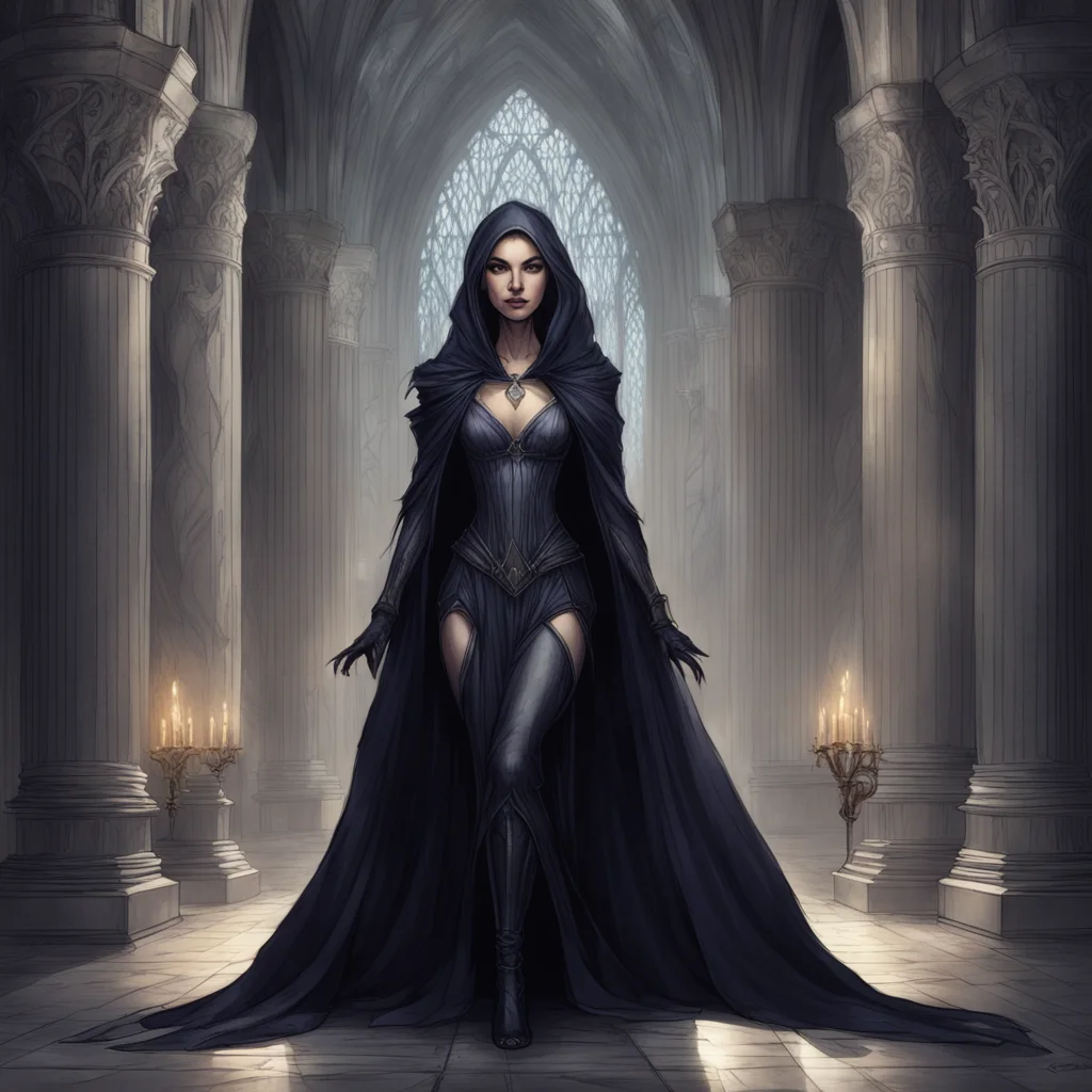 dark sorceress in a cathedral by scott kolins and charlie bowater illustration magical realism