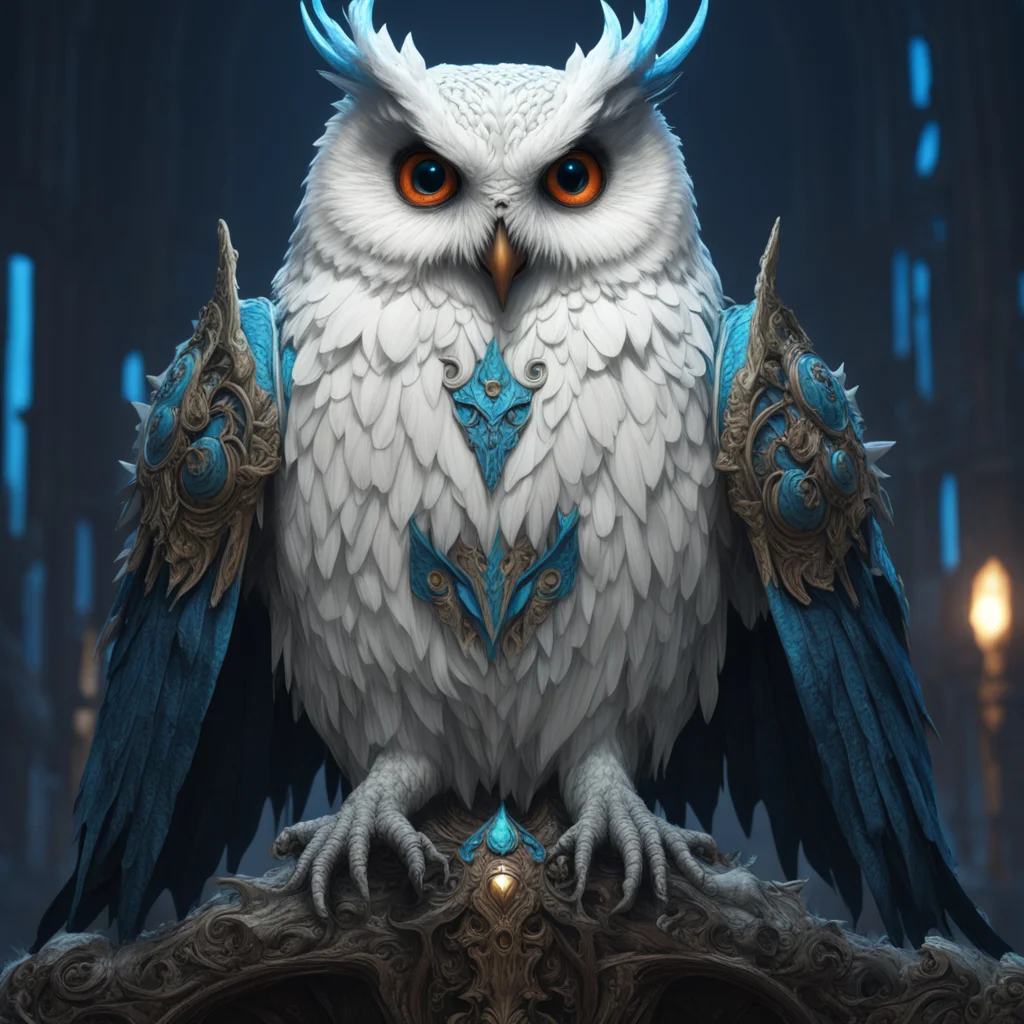 dark souls night hyper detail exquisite ornate white owl artstation octane render cthulhu bright blue craig mullins besi