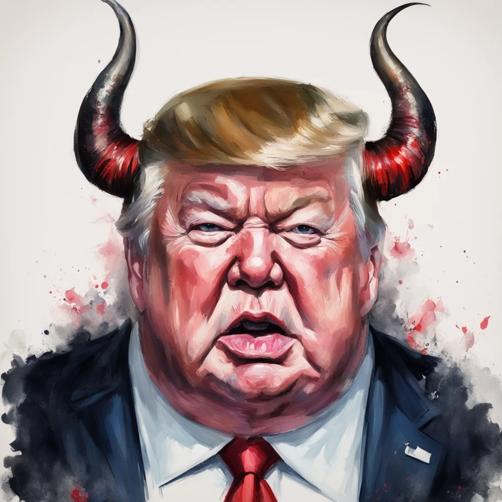 dave choe portrait of evil fat donald trump with devil horns