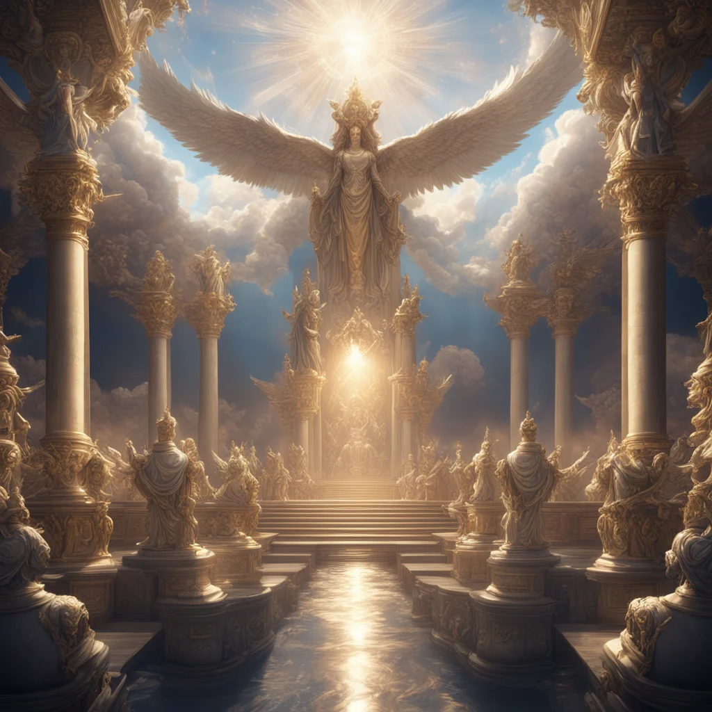 debate in the heaven all of the gods lot of angels volumetric light symmetrical insanely detailed unreal engine render a