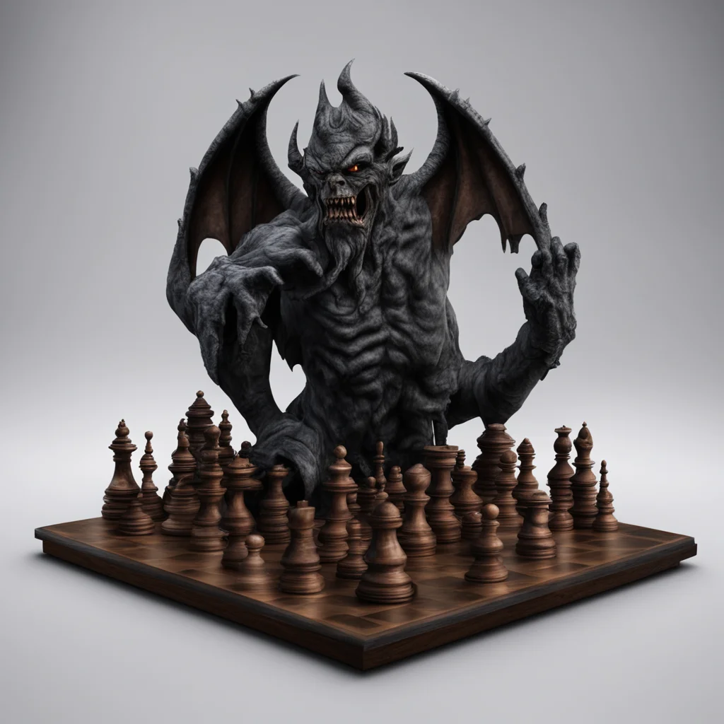 demonic chess piece board photorealistic