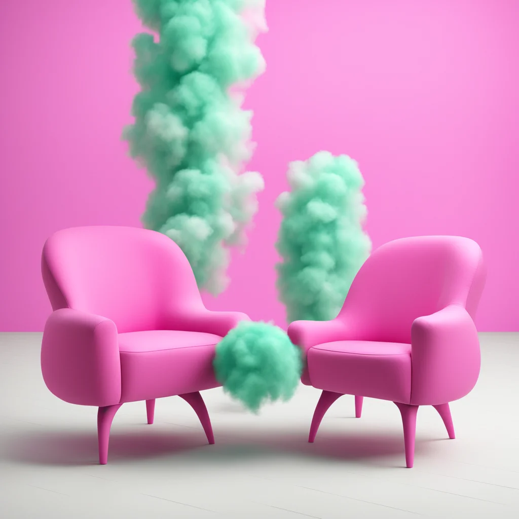 designer chairs cotton candy puffy upholstery 8k render photoreal