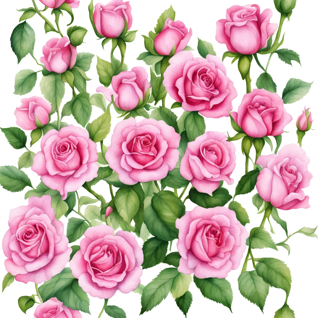 detailed botanical illustration of flowers roses watercolor