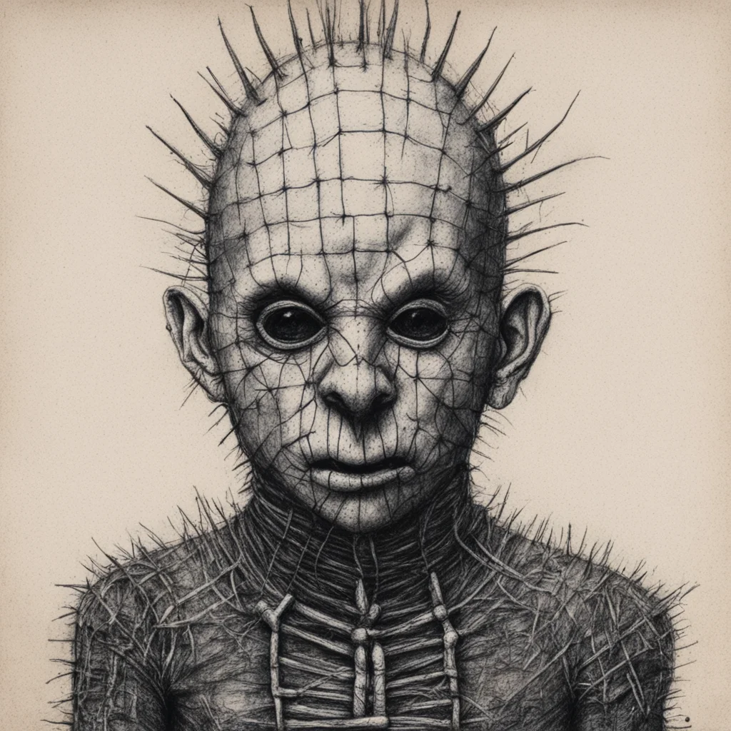 detailed childs crayon drawing of pinhead