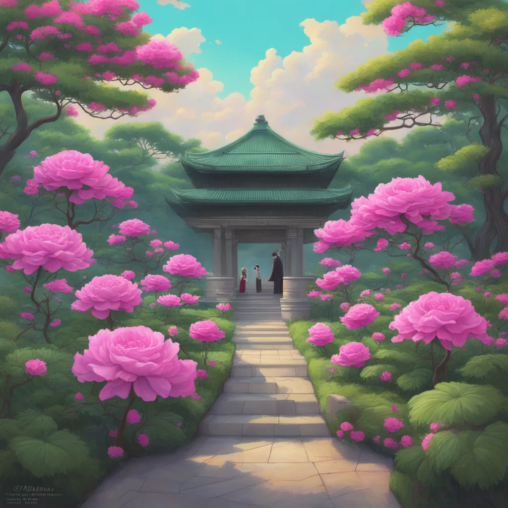 digital matted painting scenery Japanese rose garden at summer by Tom Bagshaw trending on artstation 1 in the style of s