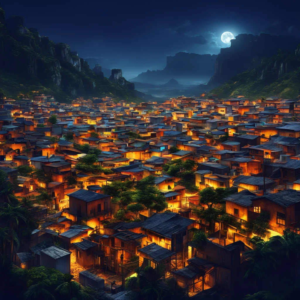 dramatic matte painting of favela at night wallpaper