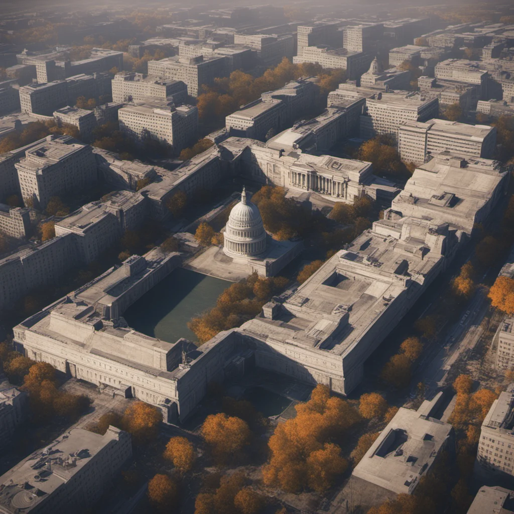 drone shot of Washington DC with the Half Life Alyx Citadel  Combine brutalist Half Life 2 soldiers