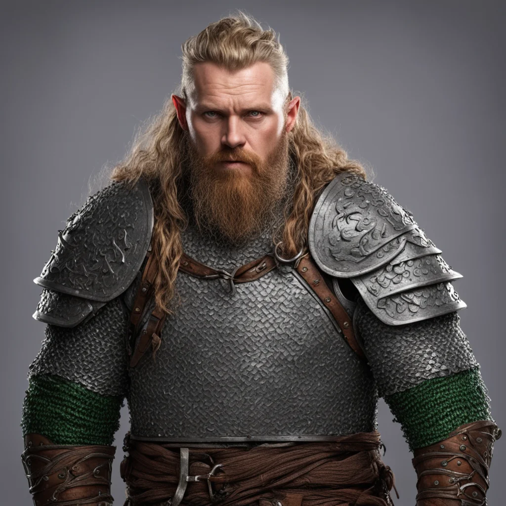 drunken celtic viking warior in chainmail armor