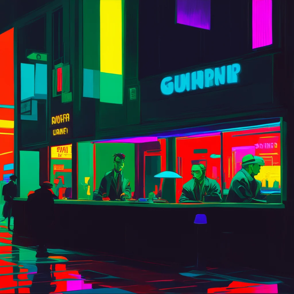 edward hoppers Nighthawks in the style of Blade Runner Cyberpunk  neon  atmospheric  painting  dystopian ar 54
