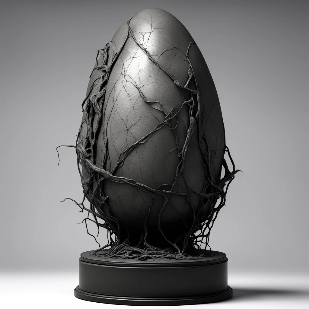 egg sculpture in the style of leather ash asphalt charcoal dark souls within The Angelarium fighting clay sculpture styl